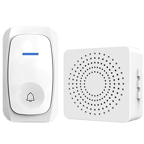 Sonnette sans Fil, 200M Sonnette RGB de Porte sans Fil Auto-alimentée, IP65 Étanche Carillon Electronique, Kit de Carillon avec Récepteurs Enfichables, 60 Mélodies, 5 Niveaux Volumes