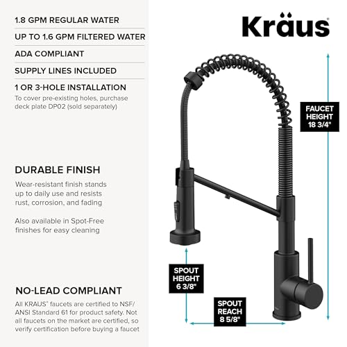Kraus Bolden 2-in-1 Pull-Down Single Handle Kitchen Sink Filter Water Faucet for Reverse Osmosis or Water Filtration System in Matte Black, KFF-1610MB by Kraus - Image 3