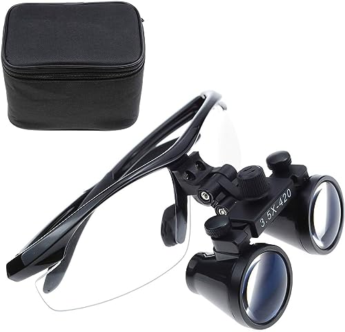 BoNew-Oral 3.5X420MM Surgical Binocular Loupe Magnifier Antifog Loupes Surgical Magnifier Optical Glasses (Black)