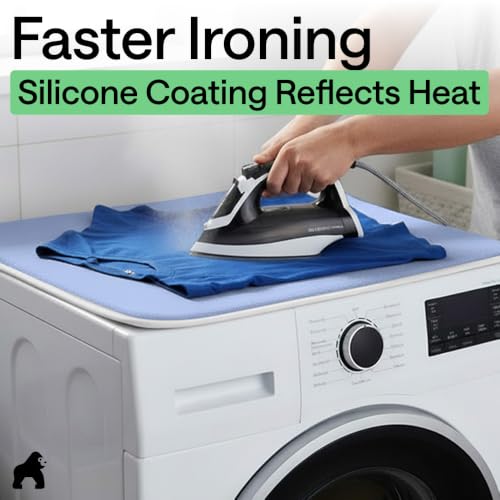 Image of Gorilla Grip Premium Ironing Pad, Magnetic Laundry Pad, 28 x 24 Inch, Heat and Scorch Resistant, Iron Board Mat for Table Top, Washer, Dryer, Durable Pads Great for Travel, Blue