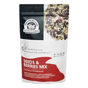 Wonderland Foods - Roasted Seeds & Berries Mix 200g Pouch | Dried Blueberries, Cranberries | Sunflower, Pumpkin, Watermelon, Chia & Flax Seeds