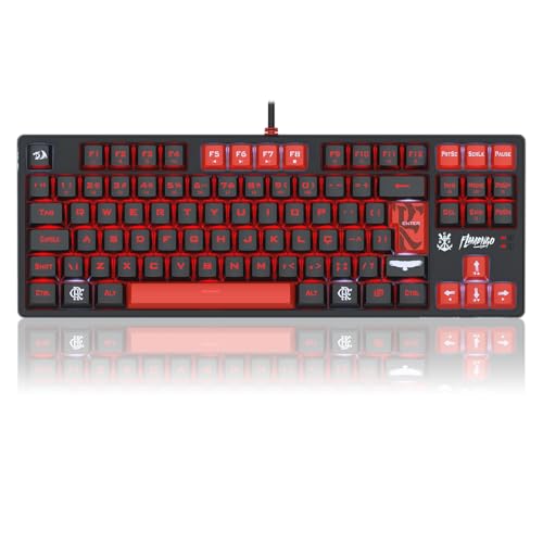 Teclado Gamer Redragon Flamengo Nation Preto e Vermelho LEDs Vermelho e Branco Switch Marrom FL576
