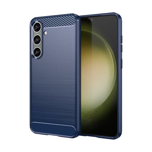 Czhwsm Compatible con Funda Huawei Honor Play 6C TPU Textura de Fibra de Carbono Ultrafino Suave Durable Silicón Flexible Cover Fundas Case Carcasa+2X Cristal Templados-Azul