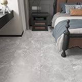 WESTICK Peel and Stick Floor Tile Grey Marble Vinyl Flooring Self Adhesive Waterproof Tile Stickers Thicker Removable Textured Flooring Tile for Kitchen Bedroom Bathroom Living Room 20 PCS 12 x 12
