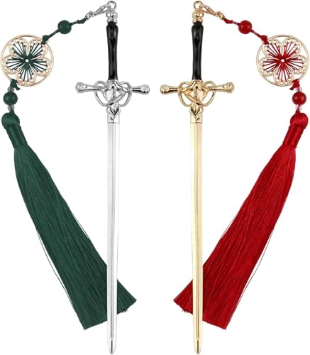2 Segnalibri a Forma di Spada Katana in Metallo - Accessori Libri Unici con Pendente - Idea Regalo per Studenti, Professori e Book Lovers