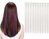 LiaSun 10Pcs/set Multi-Colors Straight Highlight Clip in Hair Extensions 20 Inch Colored Party Hair Pieces (White)