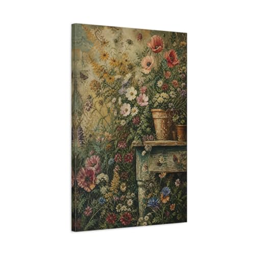 Toile fleurs sauvages haut de gamme grand format vertical 50x75cm art mural