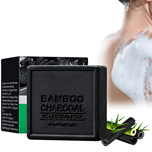 Bath Soap, Jabón Barra, Tratamiento Exfoliante Corporal Barra de Jabón Facial, Jabón Natural de Carbón Activo, Jabón de Baño de Carbón de Bambú, Lucha Contra el Acné, Piel Suavizante, Antimanchas