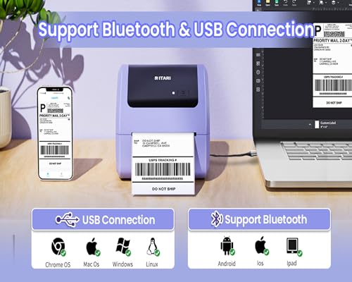 Itari Bluetooth Shipping Label Printer 4X6 - Wireless Thermal Label Printer for Small Business & Shipping Packages - D520BT Thermal Shipping Label Printer, Compatible with Etsy, Shopify, UPS - Thumbnail 2
