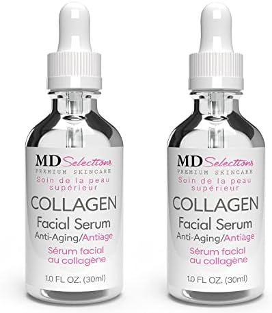 Md Selections Collagen Serum with Facial Moisturizer - Peptide Collagen Serum for Face, Lifting, Plumping, & Firming Collagen Facial Serum Improves Elasticity, Reducing Acne (1+1 Fl Oz, 2-Pack)