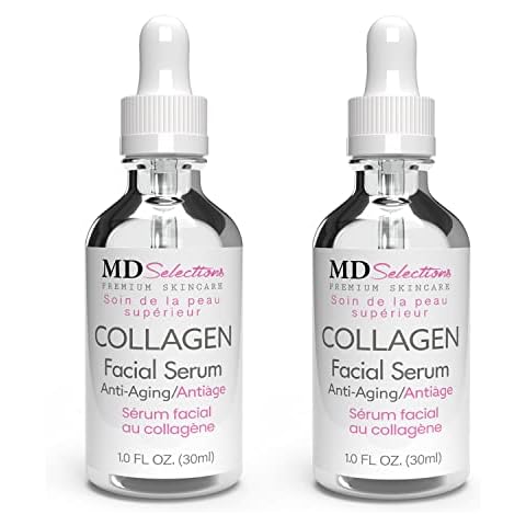 Md Selections Collagen Serum with Facial Moisturizer - Peptide Collagen Serum for Face, Lifting, Plumping, & Firming Collagen Facial Serum Improves Elasticity, Reducing Acne (1+1 Fl Oz, 2-Pack) Cover
