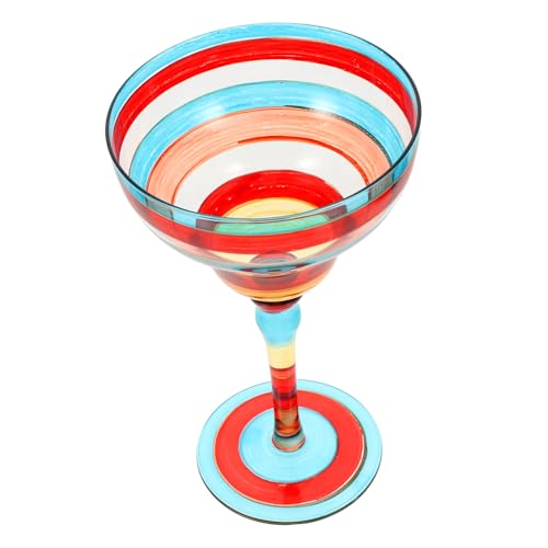 VALICLUD Copa Margarita Pintada Mano de Vidrio Decorativo para Mesa de Cocina Cristal Artístico para Cócteles Vaso Multifuncional para Bar y Fiesta