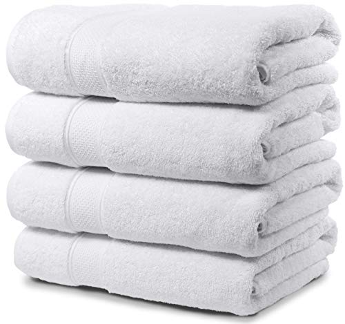 Maura Luxurious Extra Large Turkish Bath Towel Sets 4Pc - Ultra Soft, Thick, Plush & Highly Absorbent Premium Hotel & Spa Quality Oversized Cotton Towels For Adults - Enhance Your Bathroom - White #TOP2