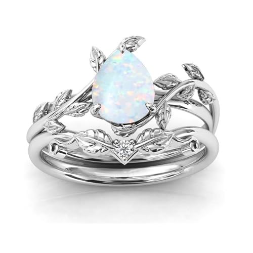 Seiyang Natural Moss Agate Ring 925 Sterling Silver Moss Agate Engagement Ring Set Promise Wedding Ring Jewelry Gift for Women