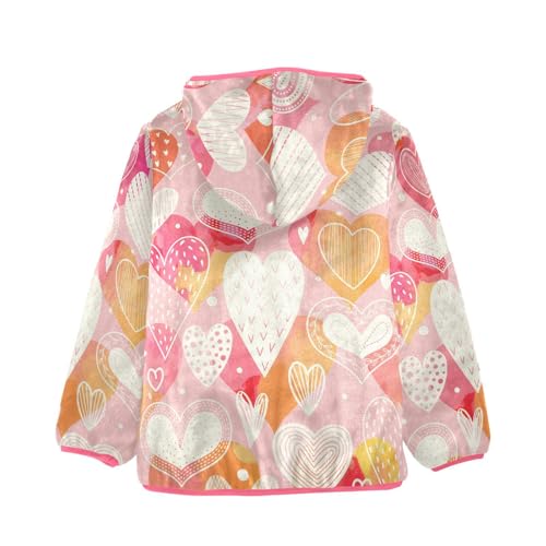 OTVEE Chic Valentine Pink Heart Kids Hoodie Jacket Fall Spring Full Zip Warm Outwear Coat2