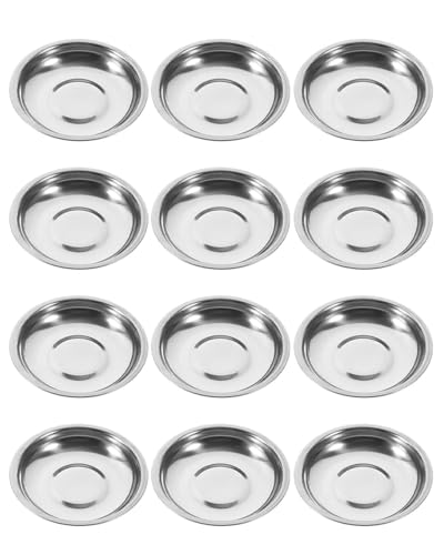 TOZBLEU Mini Ciotole Per Salsa - 12 pcs 6cm,Ciotoline da Snack,Ciotola Rotonda Piccola In Acciaio Inox, Ciotole Per Sushi, Ciotola Di Condimento, Ciotole Da Portata Per Salse, Spezie, Aperitivi