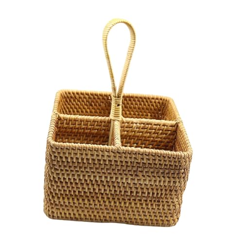 F Fityle Panier d'organisateur condiment condiment ustensile Panier de conteneurs avec 4 compartiments support de rangement, Grand Carré