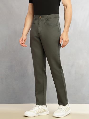 Image of Thomas Scott Men's Smart Straight Fit Chinos Trouser | Mid-Rise | Solid | 5-Pocket Design | Woven Fabric
