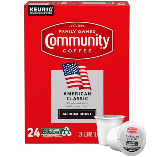 Image of Community Coffee American Classic 24 Count Coffee Pods, Medium Roast, Compatible with Keurig 2.0 K-Cup Brewers, 24 Count (Pack of 1)