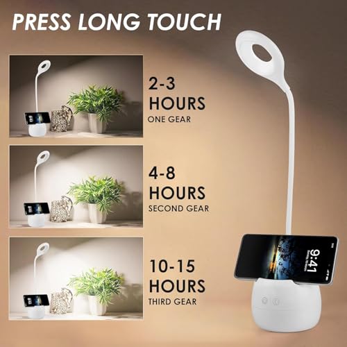 Image of Owme LED Desk Lamp with Pen Holder, Dimmable Touch Control Table Lamp, Flexible Gooseneck Study Lamp, USB Rechargeable Bedside Lamp for Reading, Office, Study Table, Kids Room