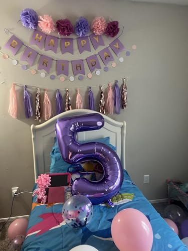 Image of 25 Balloon 40 inch Purple Number Balloons for 25 52 Birthday Decoration | Saturated Color, Large 40 in, With Straw & Hanging Hole, For Back-to-School Season, Wedding, Christmas, New Year, Anniversary