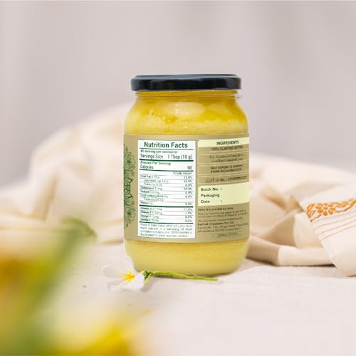 Sarthak Satvik A2 Cow Ghee Grass Fed Clarified Butter, 16.90 Oz Unsalted and Original, Ancient Bilona Made, Free Grazing, Desi Ghee, Pasture Raised Indigenous Breed Cows, Sustainably Sourced, 500 ml