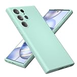 OHLIGIA Samsung Galaxy S23 Ultra Liquid Silicone Case Slim Protective 3 Layer Shockproof Phone Cover with Anti-Scratch Soft Microfiber Lining for Galaxy S23 Ultra 5G 6.8'' (2023) (Light Green)