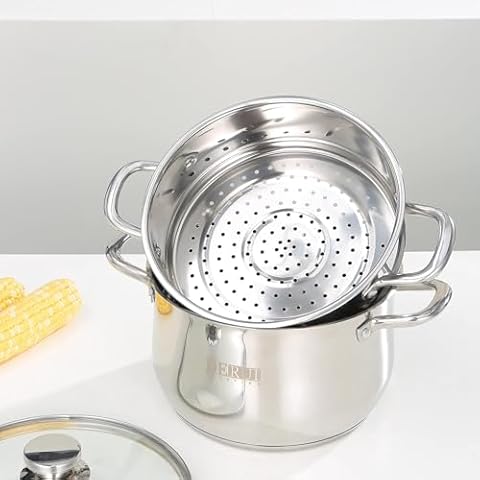 Stock Pot with Steamer Basket Cover