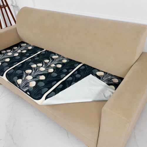 Image of Homerz Premium 'Luxe Series' Sofa Cover | Holland Velvet Fabric | Smooth Finish | Anti-Slip Fleece Backing Couch Protector (Terrace Vein, 5 (3+2) Seater, Only Seat Cover)