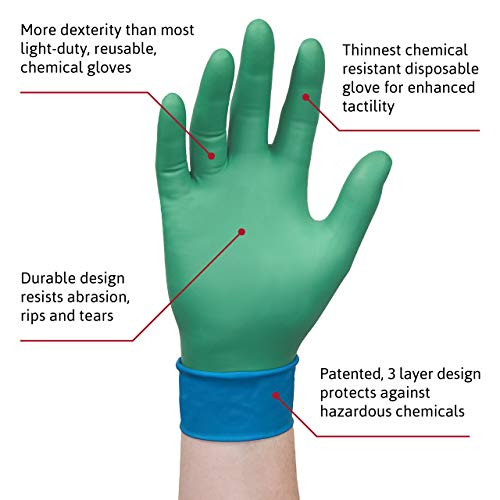 Gants jetables protection chimique Ansell Microflex vert taille M liquide et solvant