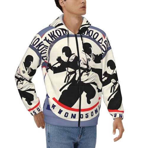 Sweat à capuche taekwondo homme avec cordon de serrage veste de sport zippée