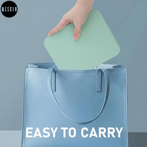 Image of MESKIN Portable Tablet Style Makeup Mirror with Foldable Stand | Compact Folding Free Hand Standing Mirror | Travel Friendly Vanity Mirror with PU Flap Cover (Pack of 1, Mint Green)