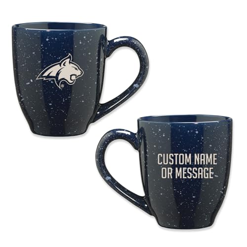 Image of Rico Industries NCAA Montana State Bobcats Navy Blue Personalized 16 oz Team Color Laser Engraved Speckled Ceramic Coffee Mug