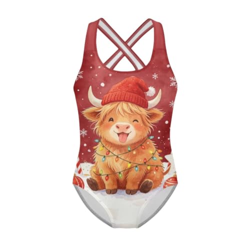 Image of Girls One Piece Cat Swimsuits Quick Dry Cartoon Beach Bathing Suit Crossback Swimwear for Kids 5-14 Years