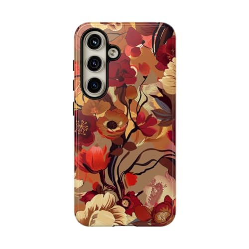 Coque rigide Samsung S24 à motif floral bordeaux protection éclatante