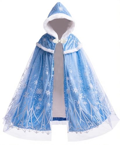 Image of Hulaha Girls Warm Princess Velvet Hooded Cape Kids Play Party Cape Girls Dress up Coloak