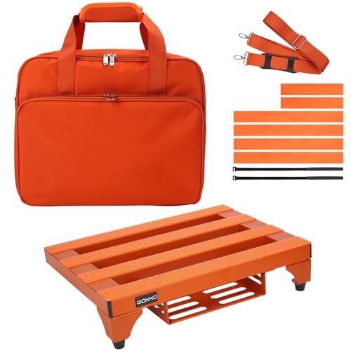 GOKKO Aluminum Alloy Guitar Pedal Board 13.8 x 11 Pedalboard with Power Supply Bracket Includes Carry Bag & Mounting Tapes (Orange GKA-14OR)