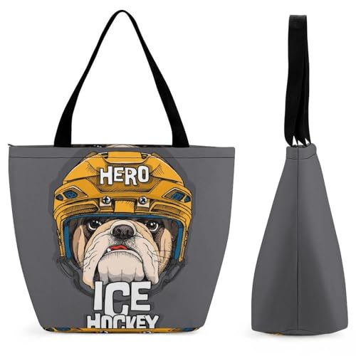 Sac à main de hockey bouledogue pour femme grand sac de shopping