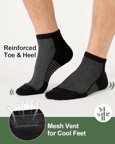 Mens Ankle Socks, 8 Pairs Bamboo Running Socks - 2