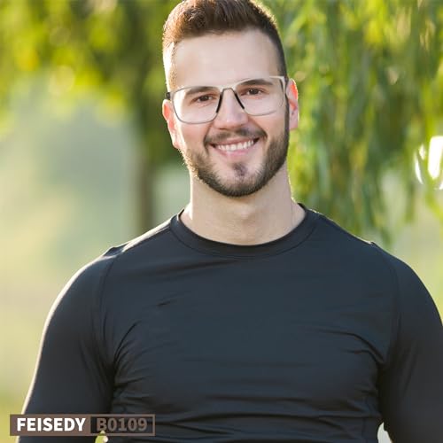 Image of FEISEDY Blue Light Glasses for Women Men TR90 Sports Ultra-Light Glasses Anti Glare UV Protection B0109