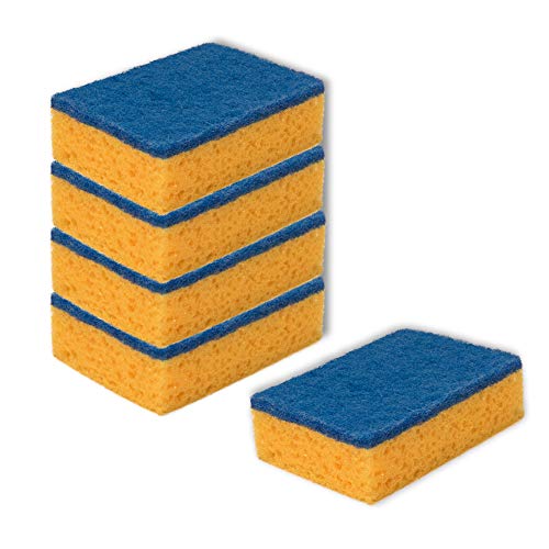 YORK Durable Heavy Duty Premium Non-Scratch Double-Sided Cleaning Scouring Sponge for Kitchen - Multicolor Sponge, Size 10.5x7.5x3 CM, 5 Pcs, Non-Scratch, High-Performance Cleaning Tool (030300)