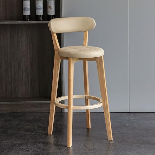 Juego de 2 taburetes de bar de 28 pulgadas de altura, asiento acolchado, patas de madera maciza, cómodo reposapiés, elegantes sillas de bar para isla de cocina y comedor