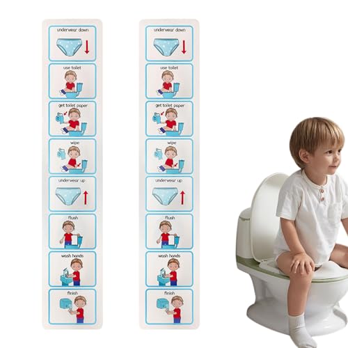 Tabla de recompensas de entrenamiento de inodoro, 2 piezas, 10 x 51 cm, ayuda visual para el entrenamiento de orinal para niños, ayuda para monitorear el comportamiento del baño, enseña a los niños a