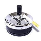 Teensery Round Push Down with Spinning Ashtray Cigarette Ashtray for Indoor or Outdoor Use Ash Tray for Home Office, Black