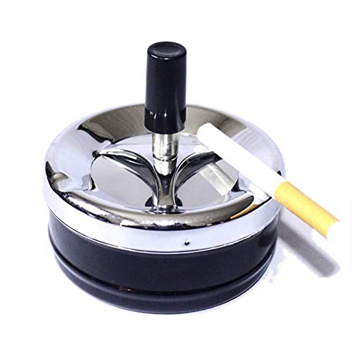 Cendrier rond push down rotatif noir pour cigarette intérieur et extérieur - 2