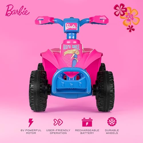 Image of Barbie - 6V Kids Ride-On ATV with Rechargeable Battery and Reverse Drive | Barbie - 6V Kids Ride-On ATV with Rechargeable Battery and Reverse Drive