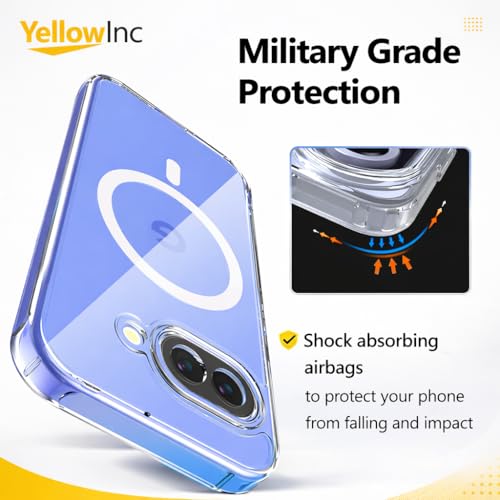 Image of Crystal Clear Case Cover for Google Pixel 10A, 2600 Gauss Magnetic Ring, Military Grade Shockproof (Hard Transparent with MagSafe, Google Pixel 10a)