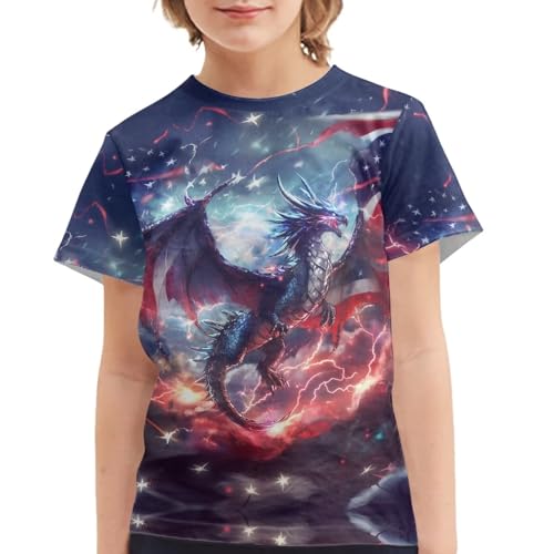 Image of Kids Graphic T-Shirt Boys Girls Novelty Tees Top Short Sleeve Shirts Summer Blouses 3-16