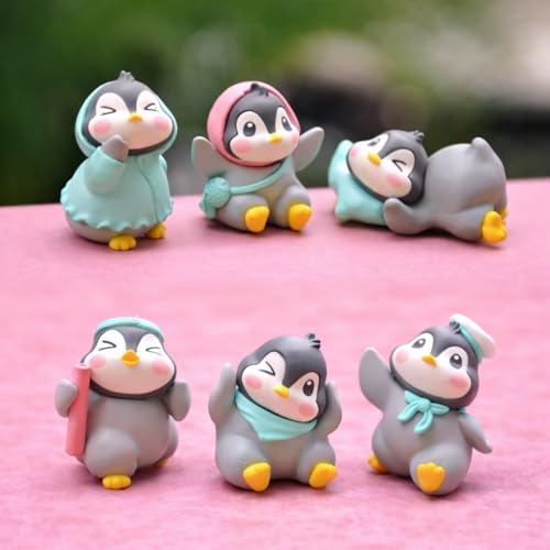 Image of CraftVatika Miniature Showpiece Birthday Gift for Girls Kids, Penguin Showpiece Set of 6 for Home Decor Items, Car Dashboard Items, Table Decoration Items, Valentine Day Gift for Girlfriend