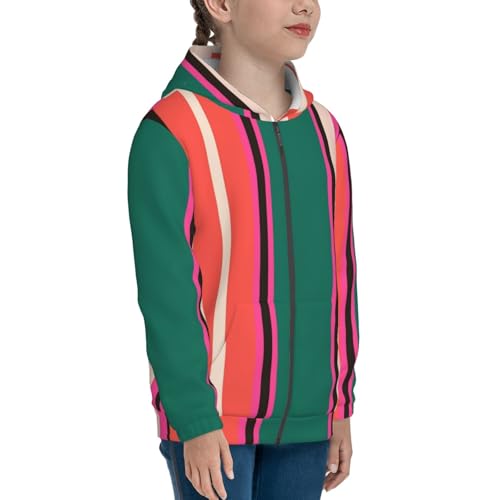 Vertical Stripes Kid Hoodies Boys Zip Up Sweatshirts Girls Pullover with Pocket4